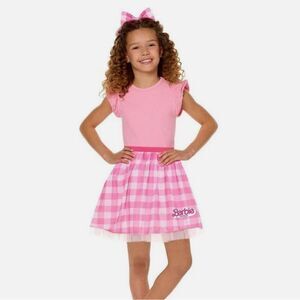 Barbie Gingham Tutu Kit Pink L/XL Checkered Pink Costume